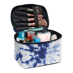 Blue And White Tie Dye Print Travel Makeup Bag