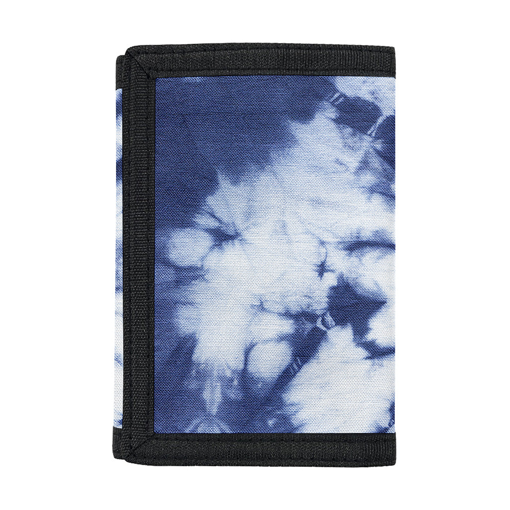 Blue And White Tie Dye Print Trifold Wallet