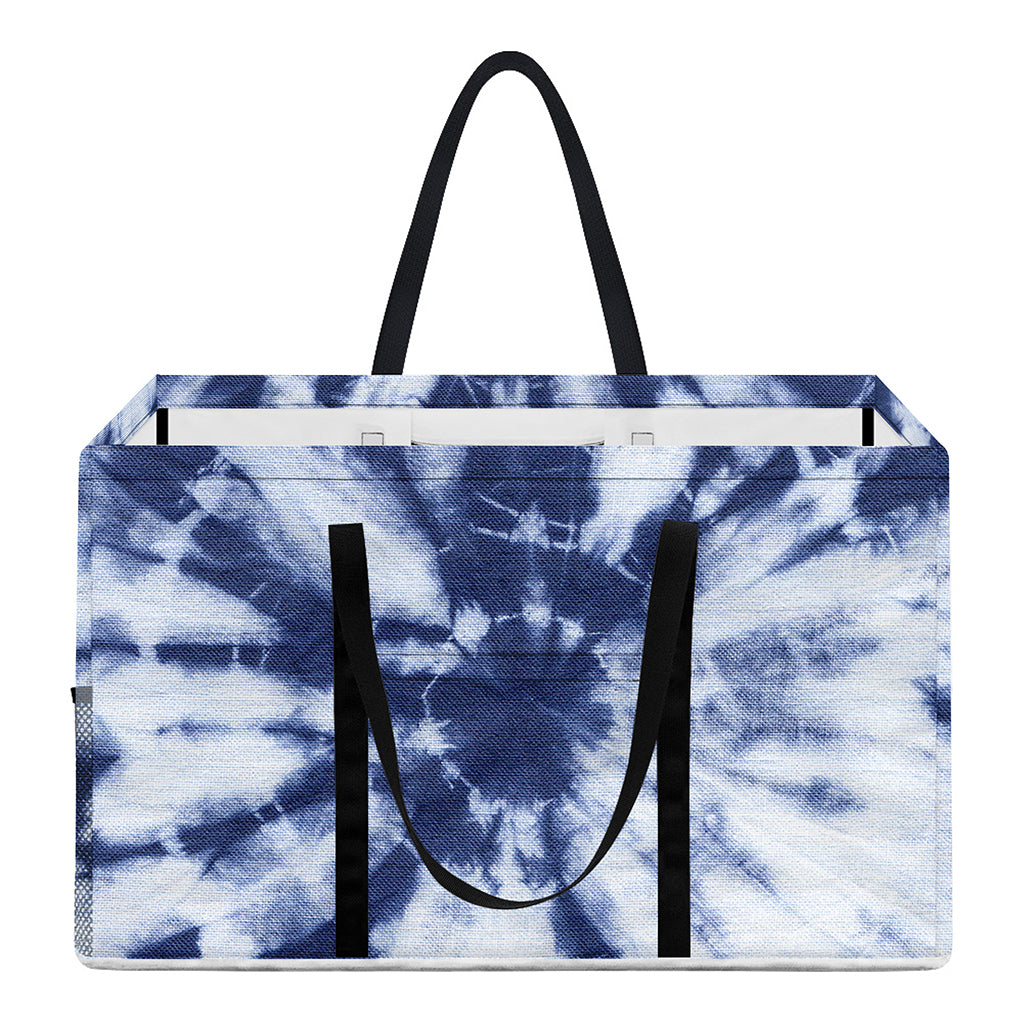 Blue And White Tie Dye Print Utility Tote Bag