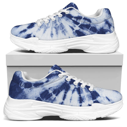 Blue And White Tie Dye Print White Chunky Shoes