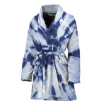 Blue And White Tie Dye Print Women's Bathrobe