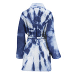 Blue And White Tie Dye Print Women's Bathrobe