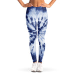 Blue And White Tie Dye Print Women's Leggings