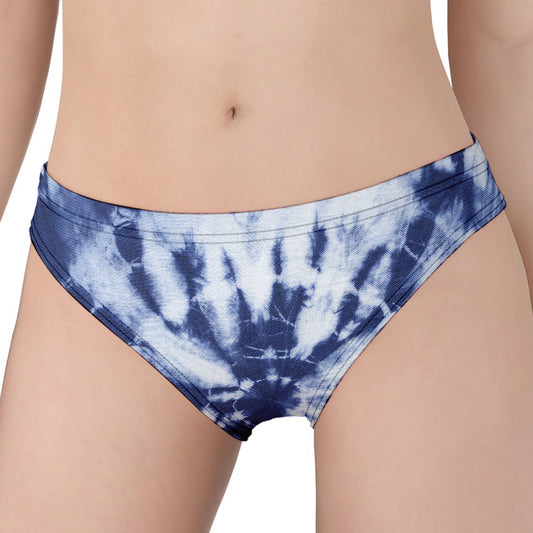 Blue And White Tie Dye Print Women's Panties