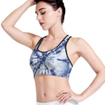 Blue And White Tie Dye Print Women's Sports Bra