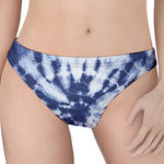 Blue And White Tie Dye Print Women's Thong