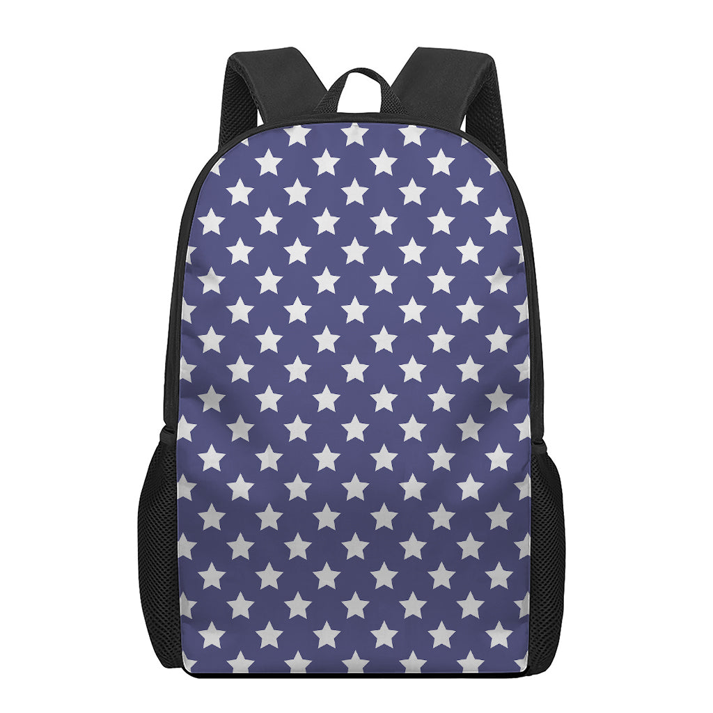 Blue And White USA Star Pattern Print 17 Inch Backpack