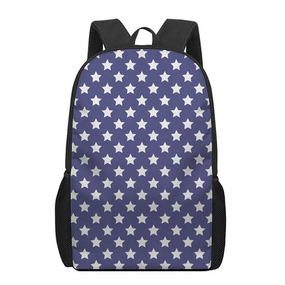 Blue And White USA Star Pattern Print 17 Inch Backpack