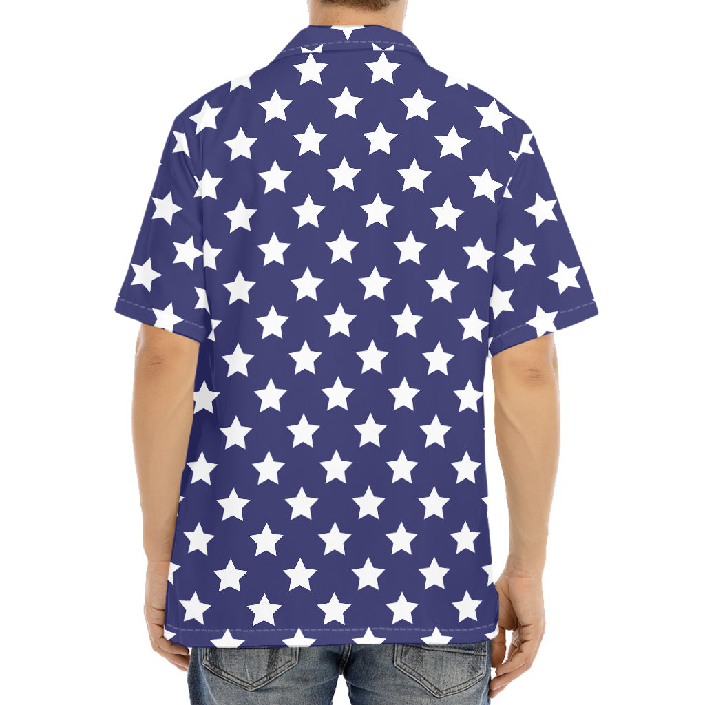 Blue And White USA Star Pattern Print Aloha Shirt