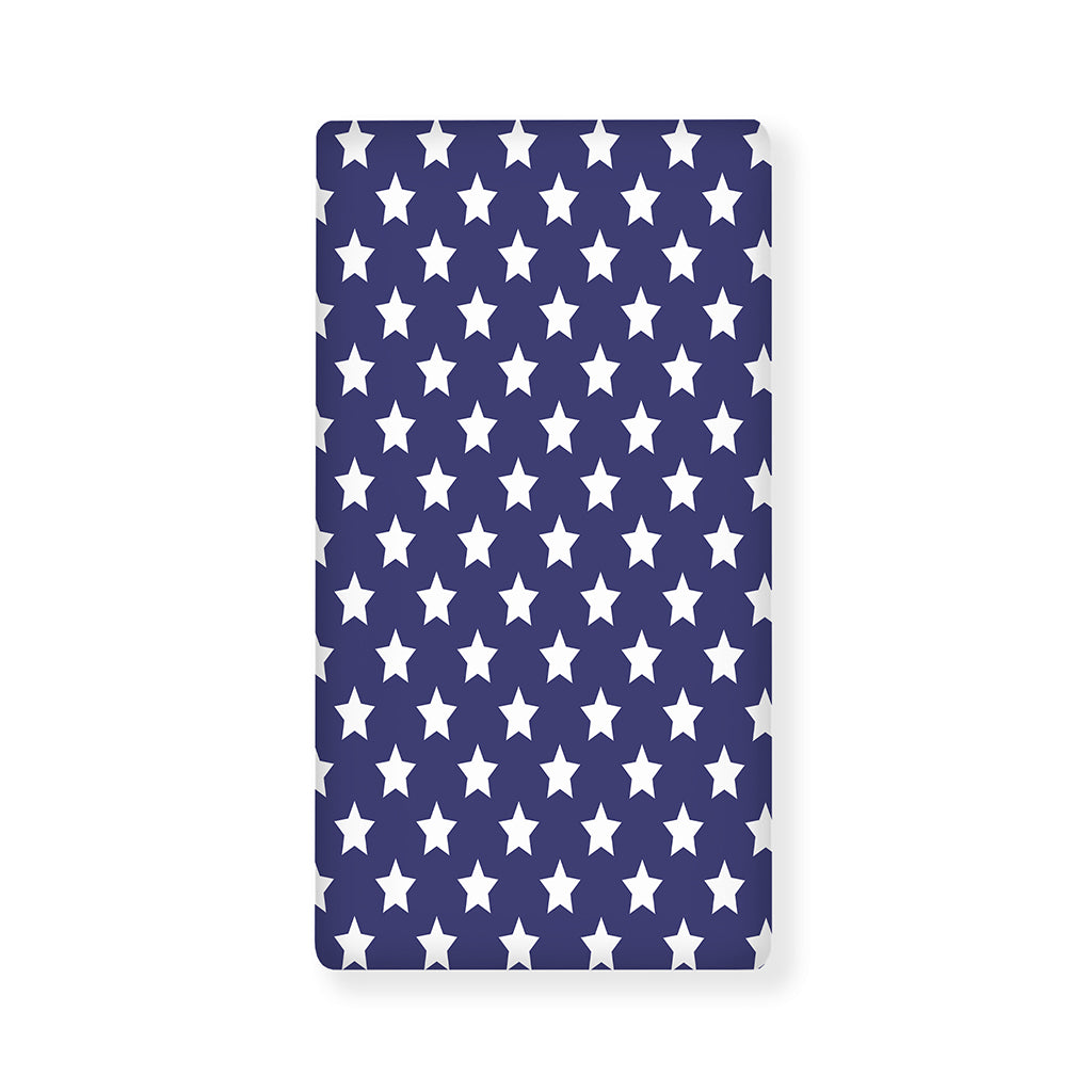 Blue And White USA Star Pattern Print Baby Crib Sheet