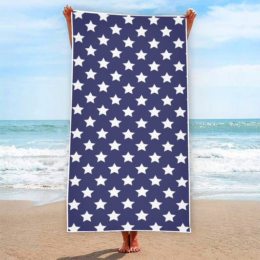 Blue And White USA Star Pattern Print Beach Towel