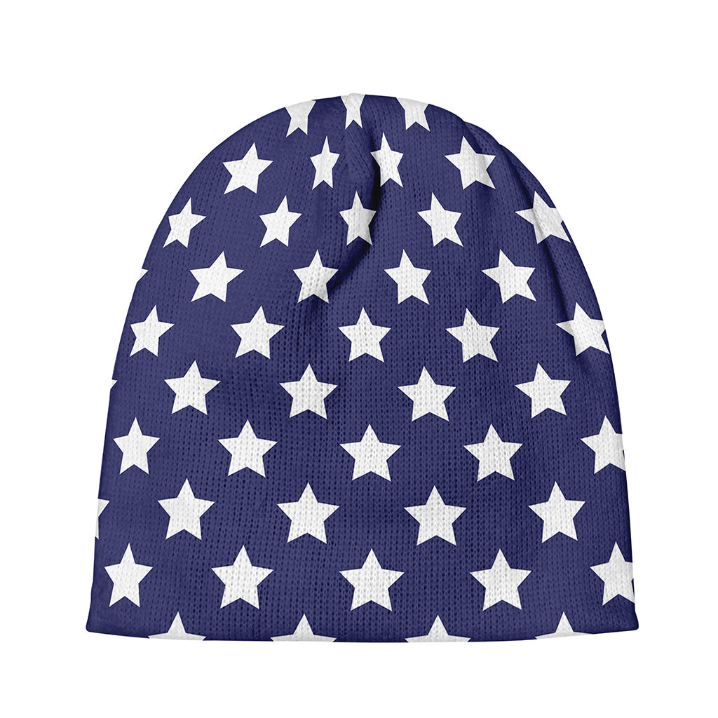 Blue And White USA Star Pattern Print Beanie