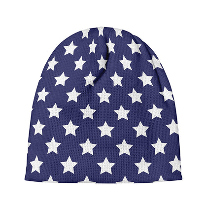 Blue And White USA Star Pattern Print Beanie