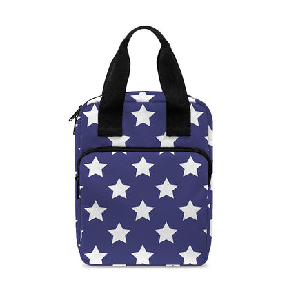 Blue And White USA Star Pattern Print Bible Tote Bag