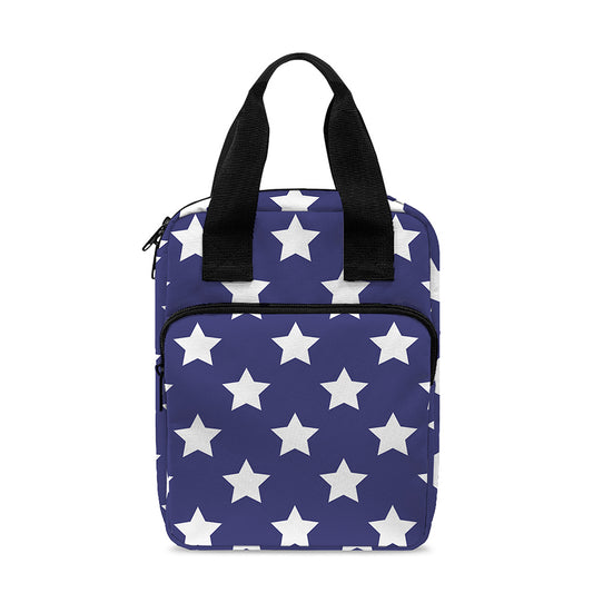 Blue And White USA Star Pattern Print Bible Tote Bag