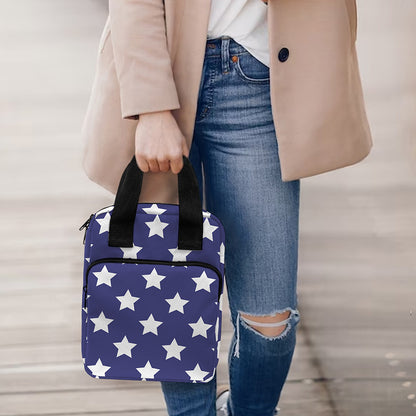 Blue And White USA Star Pattern Print Bible Tote Bag
