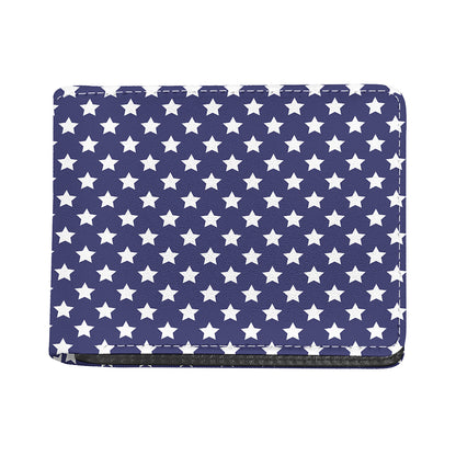 Blue And White USA Star Pattern Print Bifold Wallet