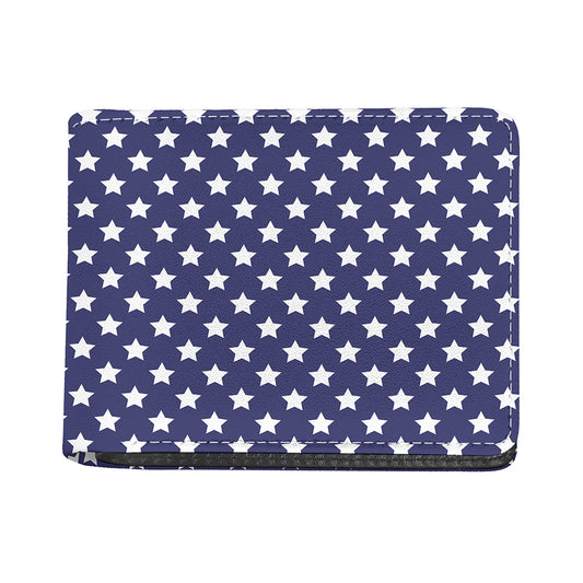 Blue And White USA Star Pattern Print Bifold Wallet