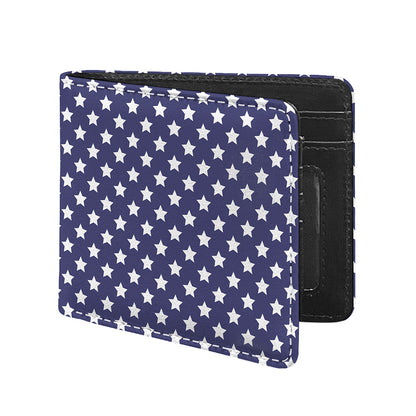 Blue And White USA Star Pattern Print Bifold Wallet
