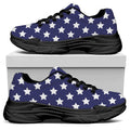 Blue And White USA Star Pattern Print Black Chunky Shoes