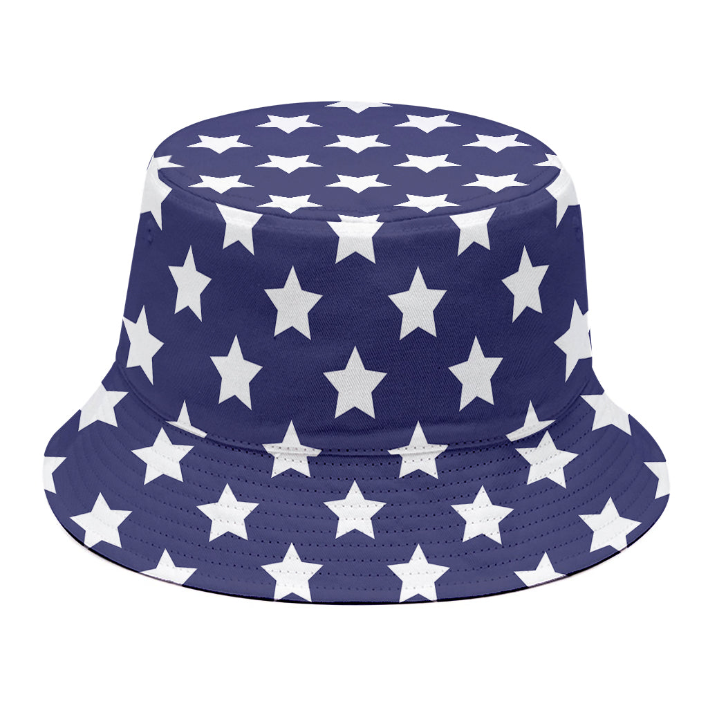 Blue And White USA Star Pattern Print Bucket Hat