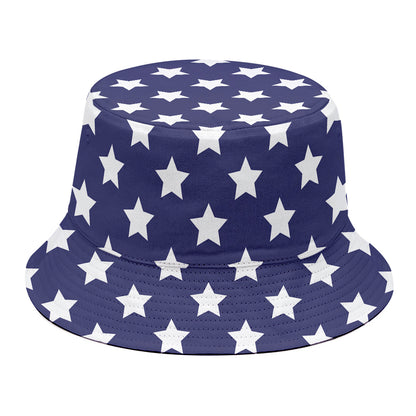 Blue And White USA Star Pattern Print Bucket Hat