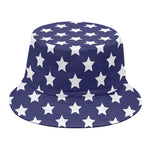 Blue And White USA Star Pattern Print Bucket Hat