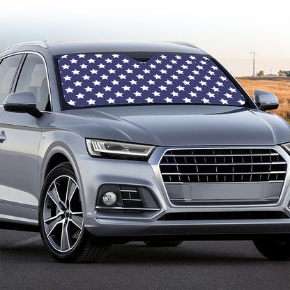 Blue And White USA Star Pattern Print Car Windshield Sun Shade