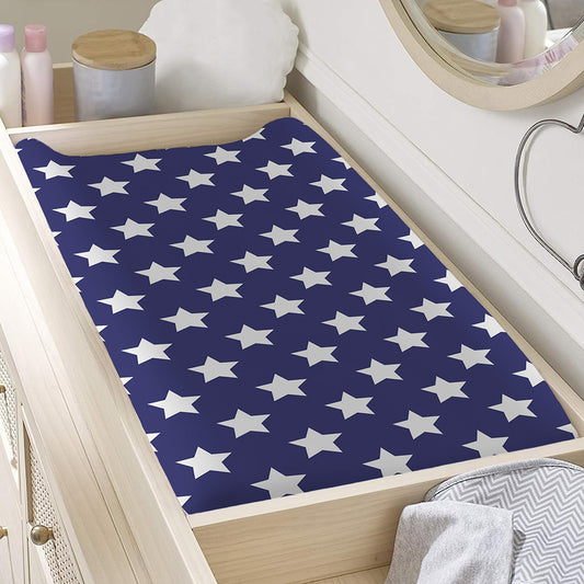 Blue And White USA Star Pattern Print Changing Pad Cover