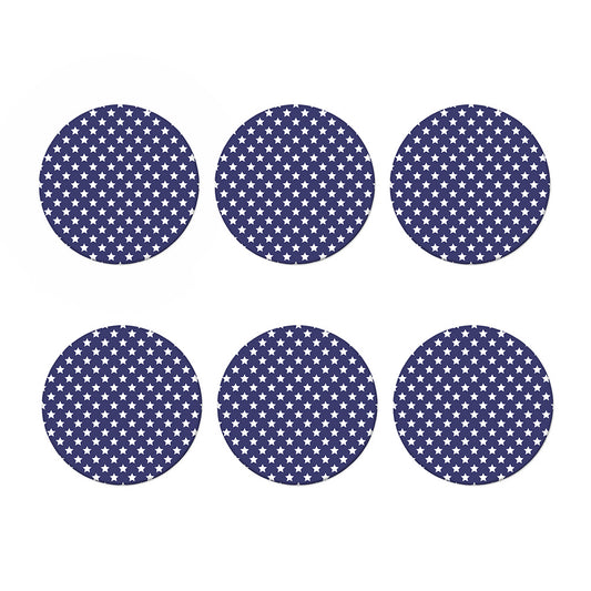 Blue And White USA Star Pattern Print Coaster Set