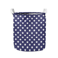 Blue And White USA Star Pattern Print Collapsible Laundry Basket