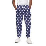 Blue And White USA Star Pattern Print Cotton Pants