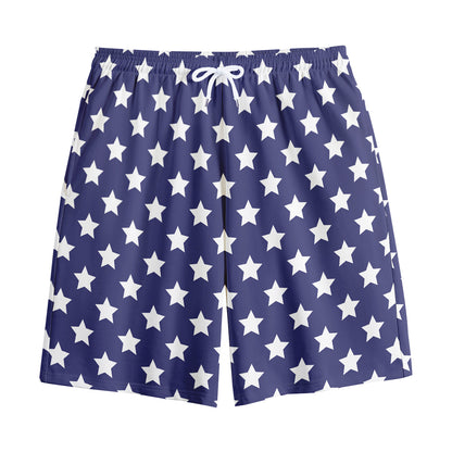 Blue And White USA Star Pattern Print Cotton Shorts