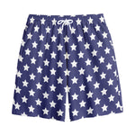 Blue And White USA Star Pattern Print Cotton Shorts