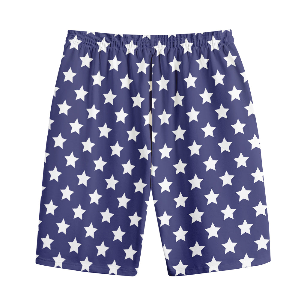 Blue And White USA Star Pattern Print Cotton Shorts