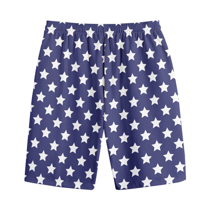 Blue And White USA Star Pattern Print Cotton Shorts