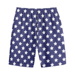 Blue And White USA Star Pattern Print Cotton Shorts