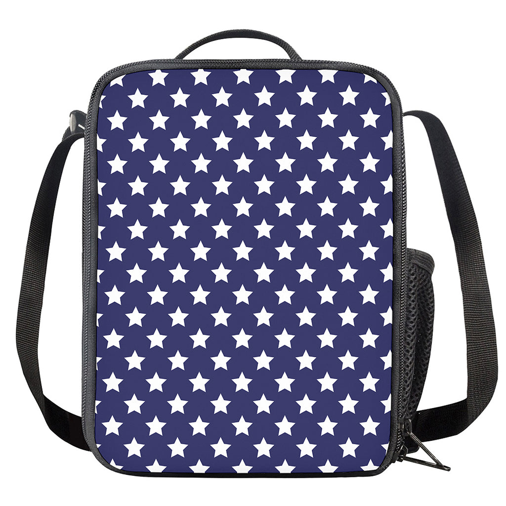 Blue And White USA Star Pattern Print Crossbody Lunch Bag