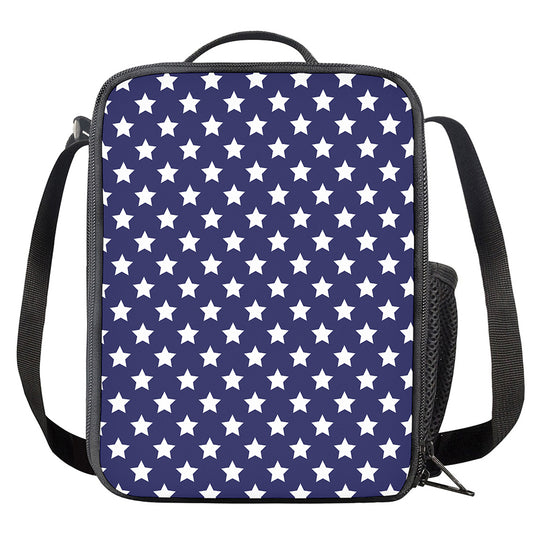 Blue And White USA Star Pattern Print Crossbody Lunch Bag
