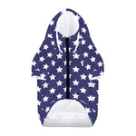 Blue And White USA Star Pattern Print Dog Zip Up Hoodie