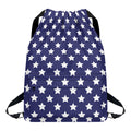 Blue And White USA Star Pattern Print Drawstring Backpack