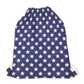 Blue And White USA Star Pattern Print Drawstring Bag