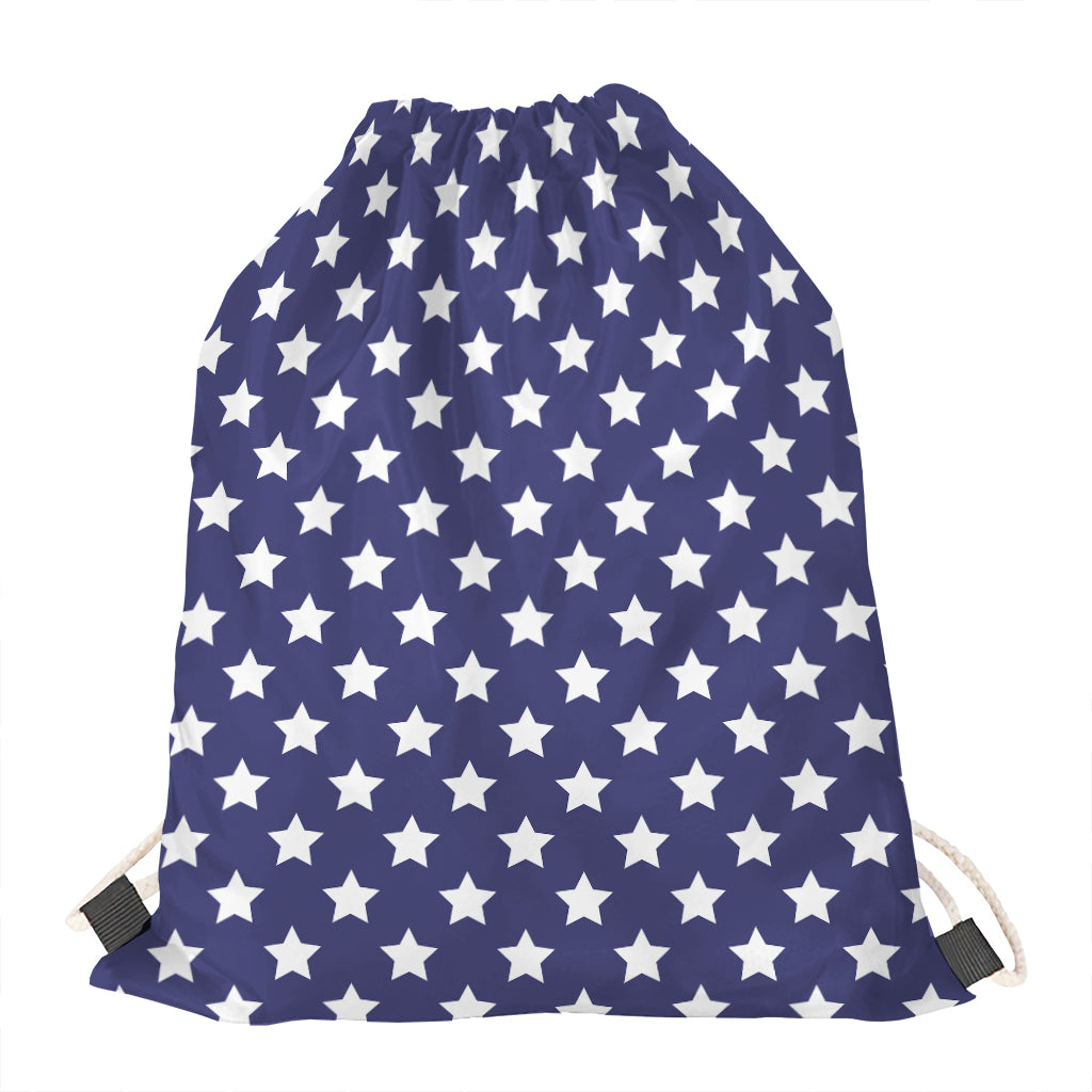 Blue And White USA Star Pattern Print Drawstring Bag