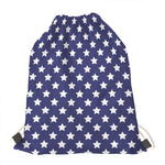 Blue And White USA Star Pattern Print Drawstring Bag