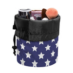 Blue And White USA Star Pattern Print Drawstring Makeup Bag