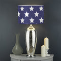 Blue And White USA Star Pattern Print Drum Lamp Shade