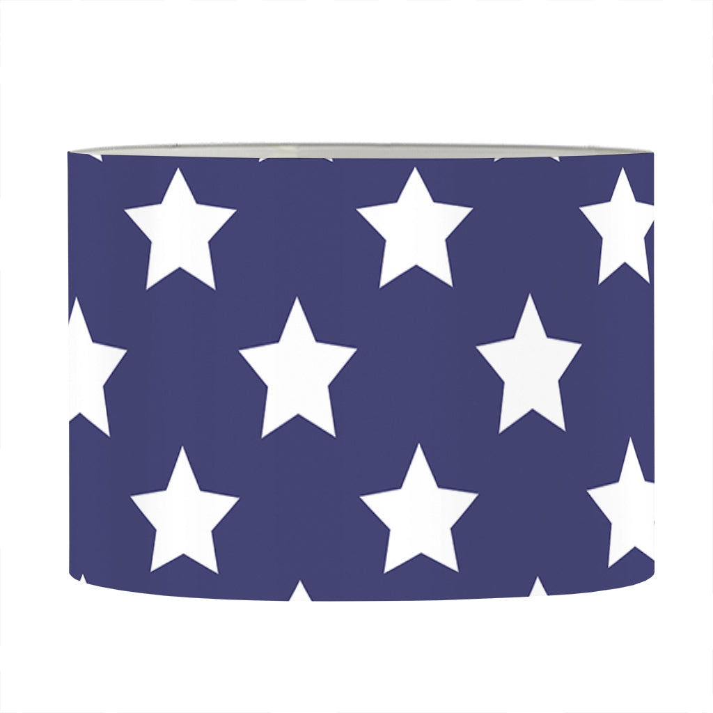 Blue And White USA Star Pattern Print Drum Lamp Shade