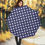 Blue And White USA Star Pattern Print Foldable Umbrella