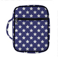 Blue And White USA Star Pattern Print Front Pocket Bible Bag
