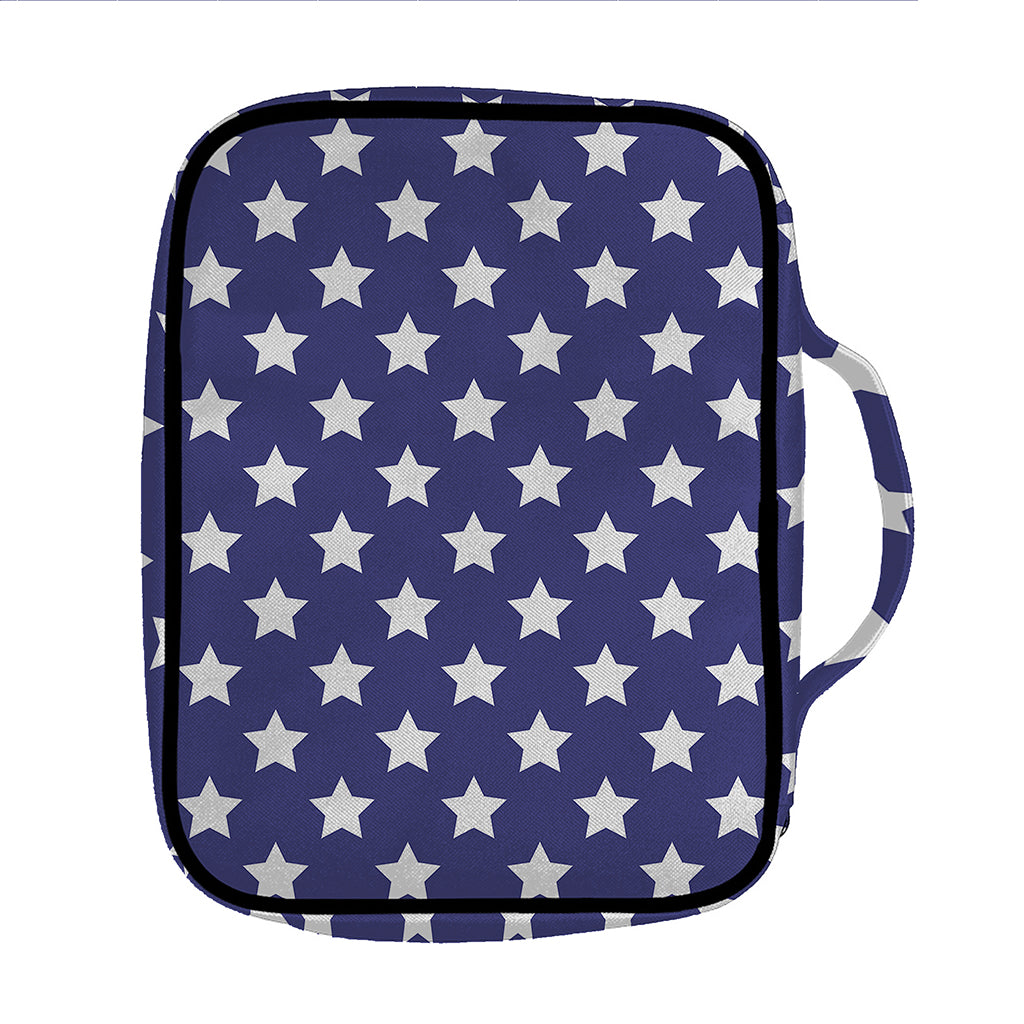Blue And White USA Star Pattern Print Front Pocket Bible Bag